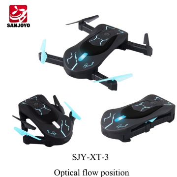 Mini drone plegable original XT-3 WIFI selfie drone con cámara de 0.3MP control de aplicación Auto-despegue RC drone con luz led PK JY018